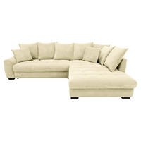 ECKSOFA Naturfarben Cord Rückenkissen, Armlehnenkissen, Bettkasten, Schlaffunktion, Rücken echt, Liegefläche im Originalstoff  - Schwarz/Naturfarben, KONVENTIONELL, Kunststoff/Textil (304/212cm) - Carryhome