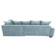 ECKSOFA Blaugrau Cord Rückenkissen, Armlehnenkissen, Bettkasten, Schlaffunktion, Rücken echt, Liegefläche im Originalstoff  - Blaugrau/Schwarz, KONVENTIONELL, Kunststoff/Textil (304/212cm) - Carryhome