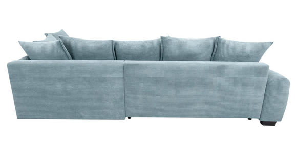 ECKSOFA Blaugrau Cord Rückenkissen, Armlehnenkissen, Bettkasten, Schlaffunktion, Rücken echt, Liegefläche im Originalstoff  - Blaugrau/Schwarz, KONVENTIONELL, Kunststoff/Textil (304/212cm) - Carryhome