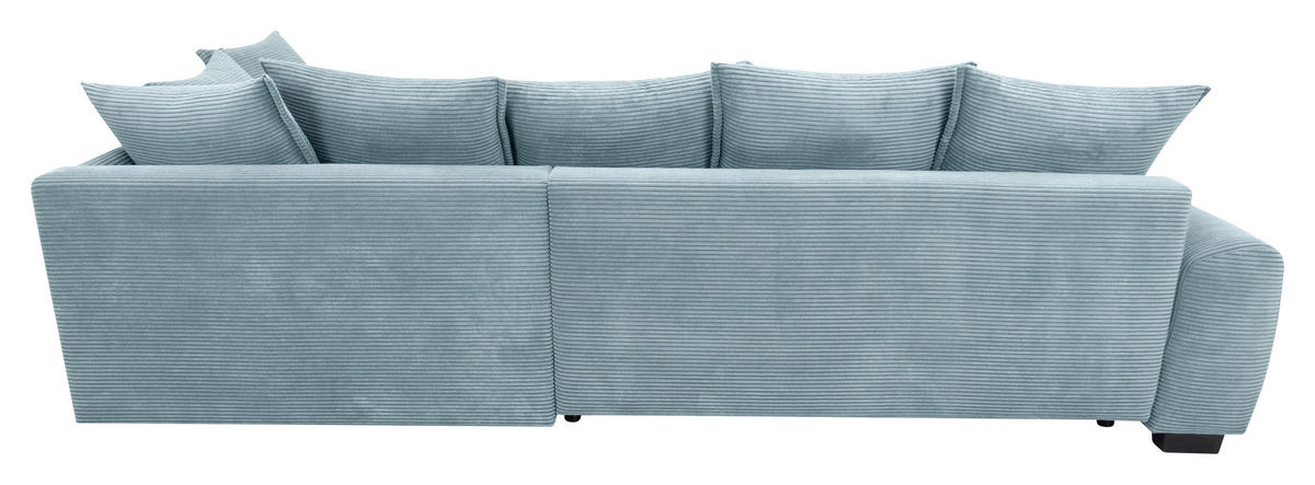 ECKSOFA Blaugrau Cord Rückenkissen, Armlehnenkissen, Bettkasten, Schlaffunktion, Rücken echt, Liegefläche im Originalstoff  - Blaugrau/Schwarz, KONVENTIONELL, Kunststoff/Textil (304/212cm) - Carryhome