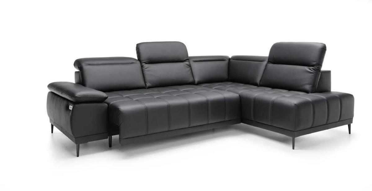 UGAONA GARNITURA crna  - crna, Moderno, koža/metal (278x204/82-98/106cm) - Welnova