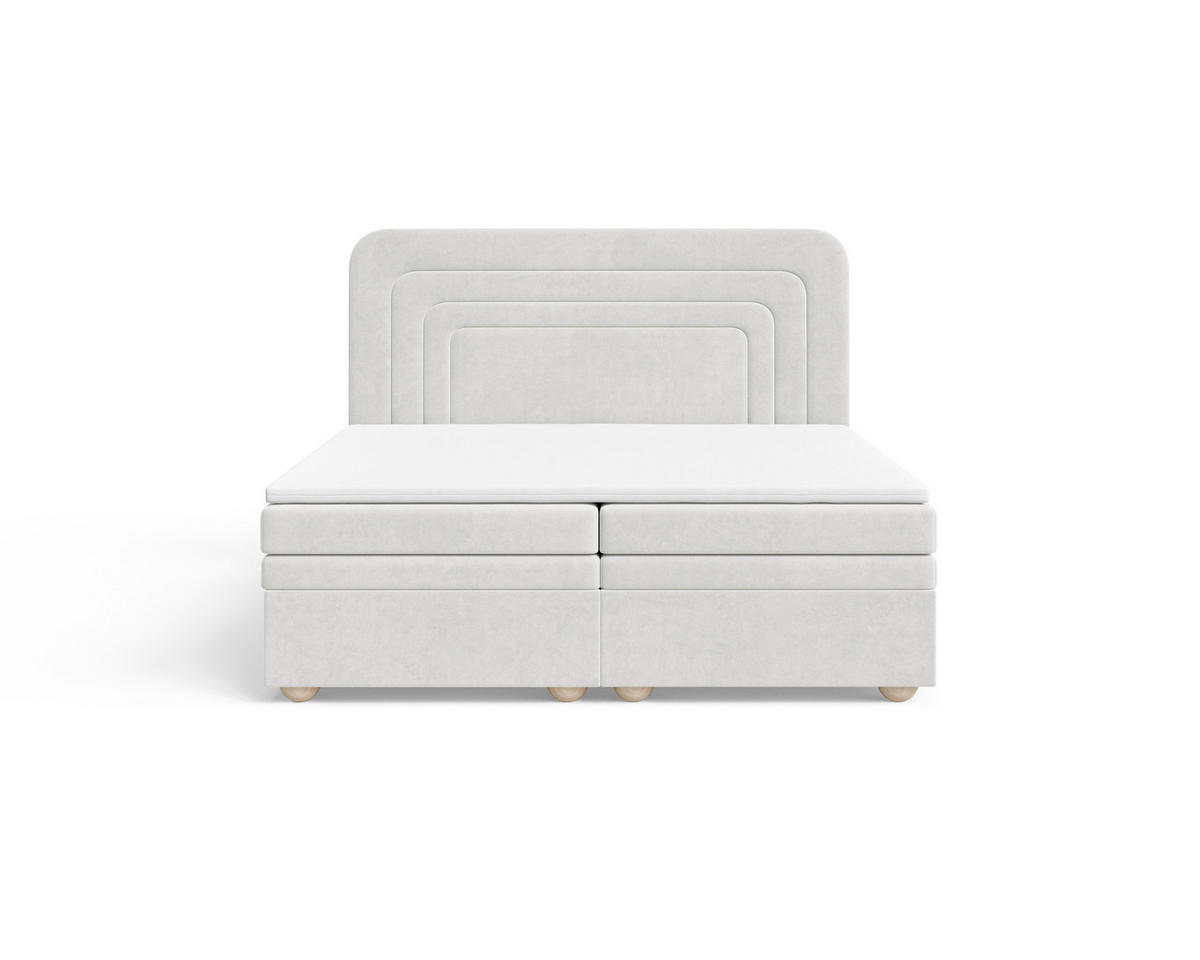 BOXBETT 160/200 cm,  in Creme, gepolstertes Kopfteil, Bettkasten, Topper, H2 + H3 = mittel + fest  - Creme/Bronzefarben, MODERN, Holz/Kunststoff (160/200cm) - Livetastic