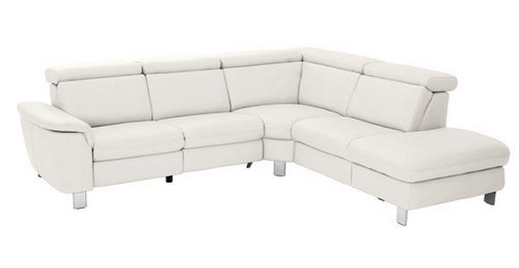 ECKSOFA in Echtleder Weiß  - Alufarben/Weiß, Design, Leder/Metall (271/242cm) - Cantus