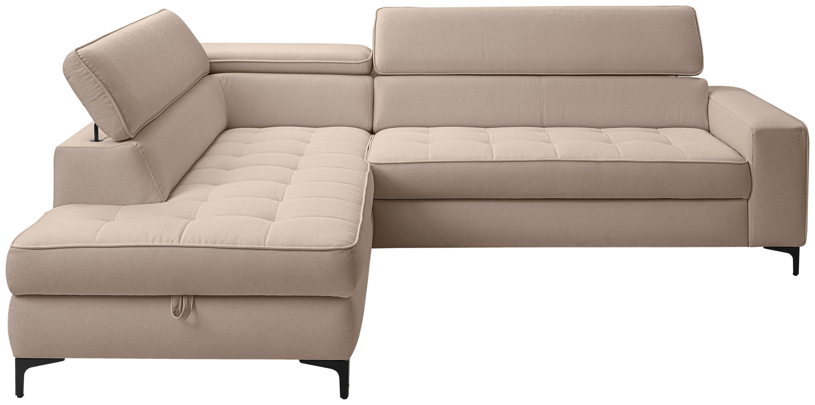 ECKSOFA Taupe Struktur  - Taupe/Schwarz, Design, Textil/Metall (203/251cm) - MID.YOU