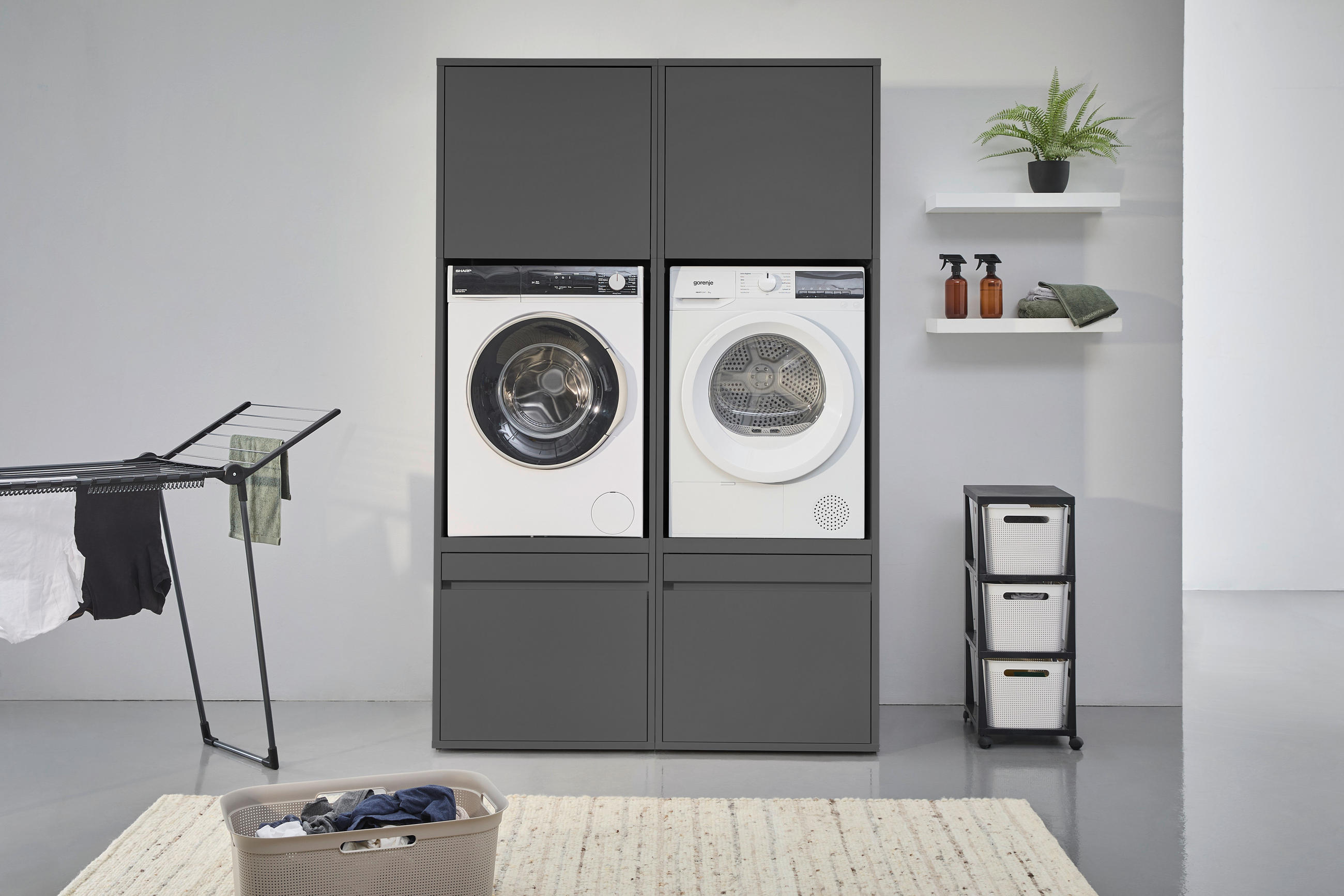 AUFSATZSCHRANK 67,5/58,2/67,5 cm  in  - Anthrazit, Basics, Holzwerkstoff (67,5/58,2/67,5cm) - Xora