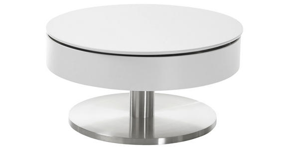 COUCHTISCH rund Weiß, Edelstahlfarben - Edelstahlfarben/Weiß, Design, Metall (79/79/40cm) - Xora