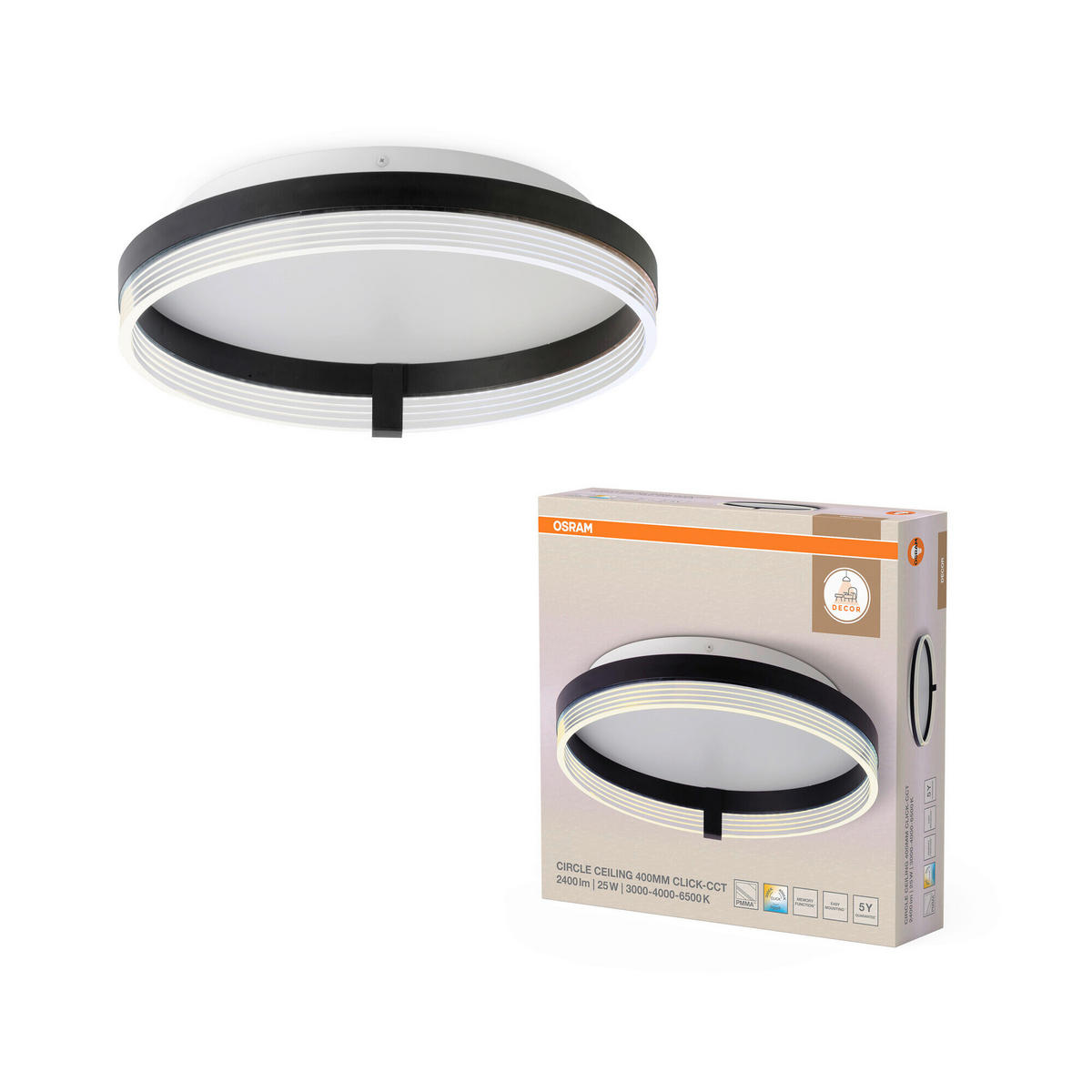 LED-DECKENLEUCHTE 40/9,4 cm   - Schwarz, Design, Kunststoff (40/9,4cm) - Osram