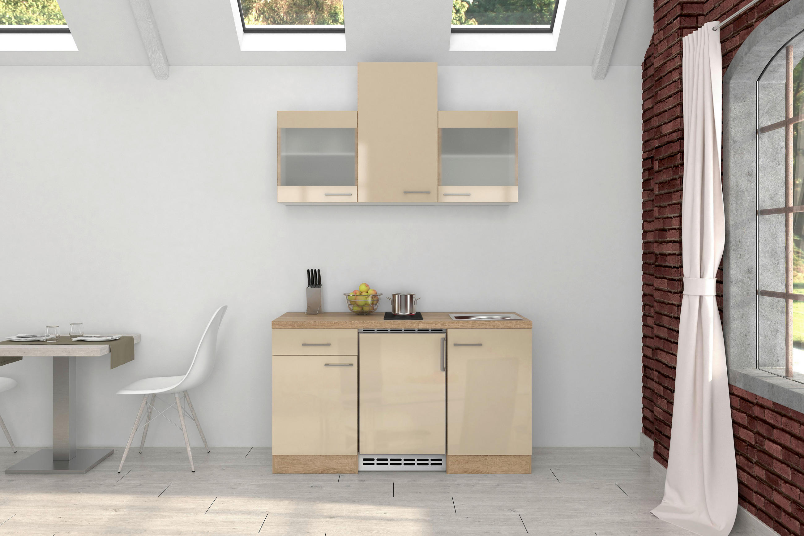 MINIKUCHYNĚ NEPAL 150,5 - Sonoma dub/kašmírová, Moderní, kov/kompozitní dřevo (150,5cm) - FlexWell