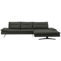 ECKSOFA in Echtleder Graphitfarben  - Schwarz/Graphitfarben, Modern, Leder/Metall (342/158cm) - Chilliano