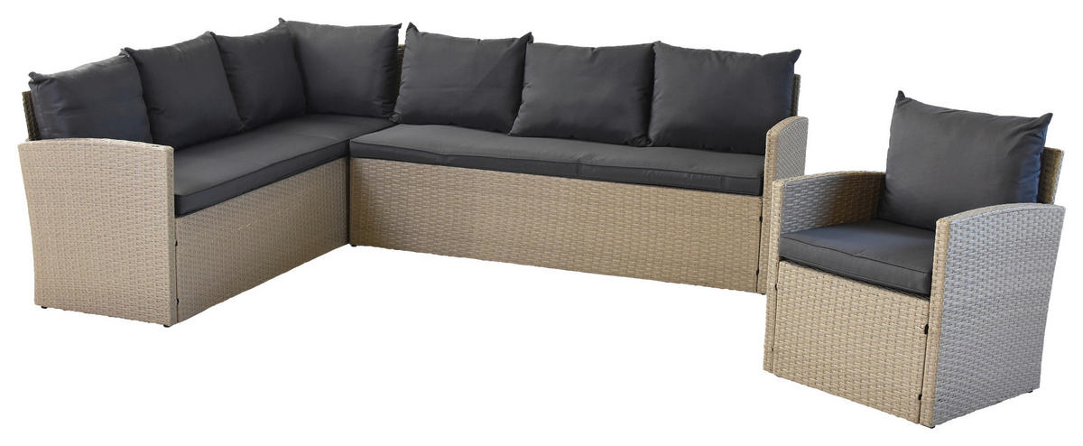 GARTENSET Stahl  - Schwarz/Grau, MODERN, Kunststoff/Metall - Gardenson