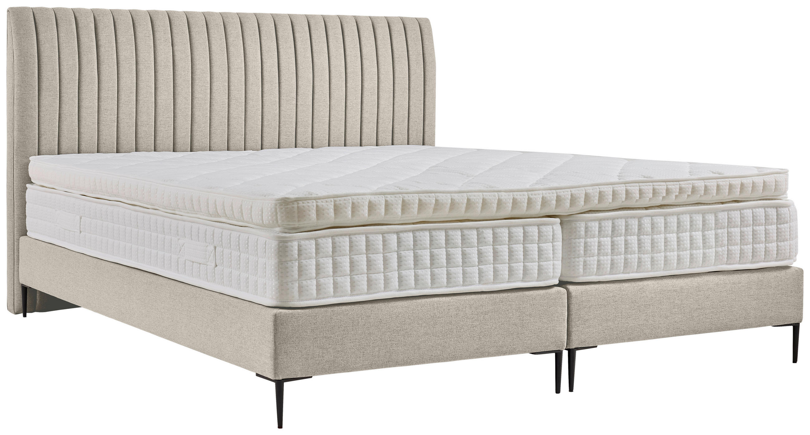 BOXSPRINGBETT 180/200 cm  in Creme  - Creme/Schwarz, MODERN, Holzwerkstoff/Textil (180/200cm) - MID.YOU