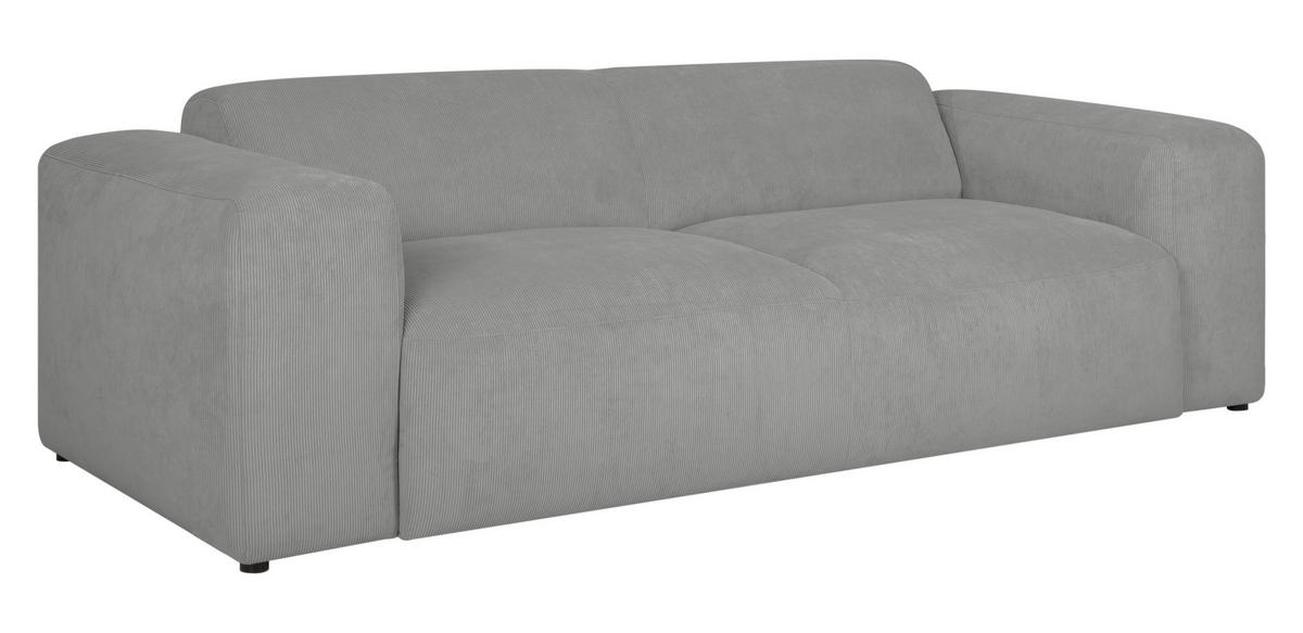 3-SITZER-SOFA in Cord Hellgrau  - Hellgrau/Schwarz, Design, Kunststoff/Textil (247/75/104cm) - MID.YOU
