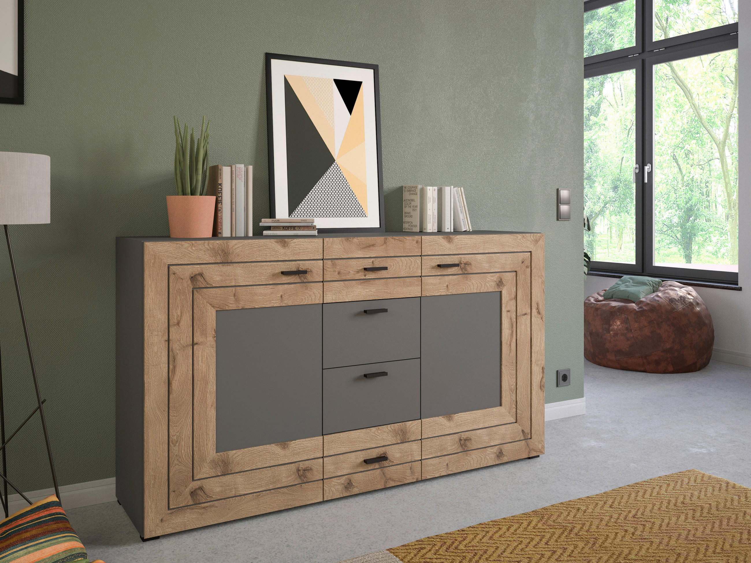 SIDEBOARD 160/90/40 cm  - Klassisk, metall/trämaterial (160/90/40cm) - MID.YOU
