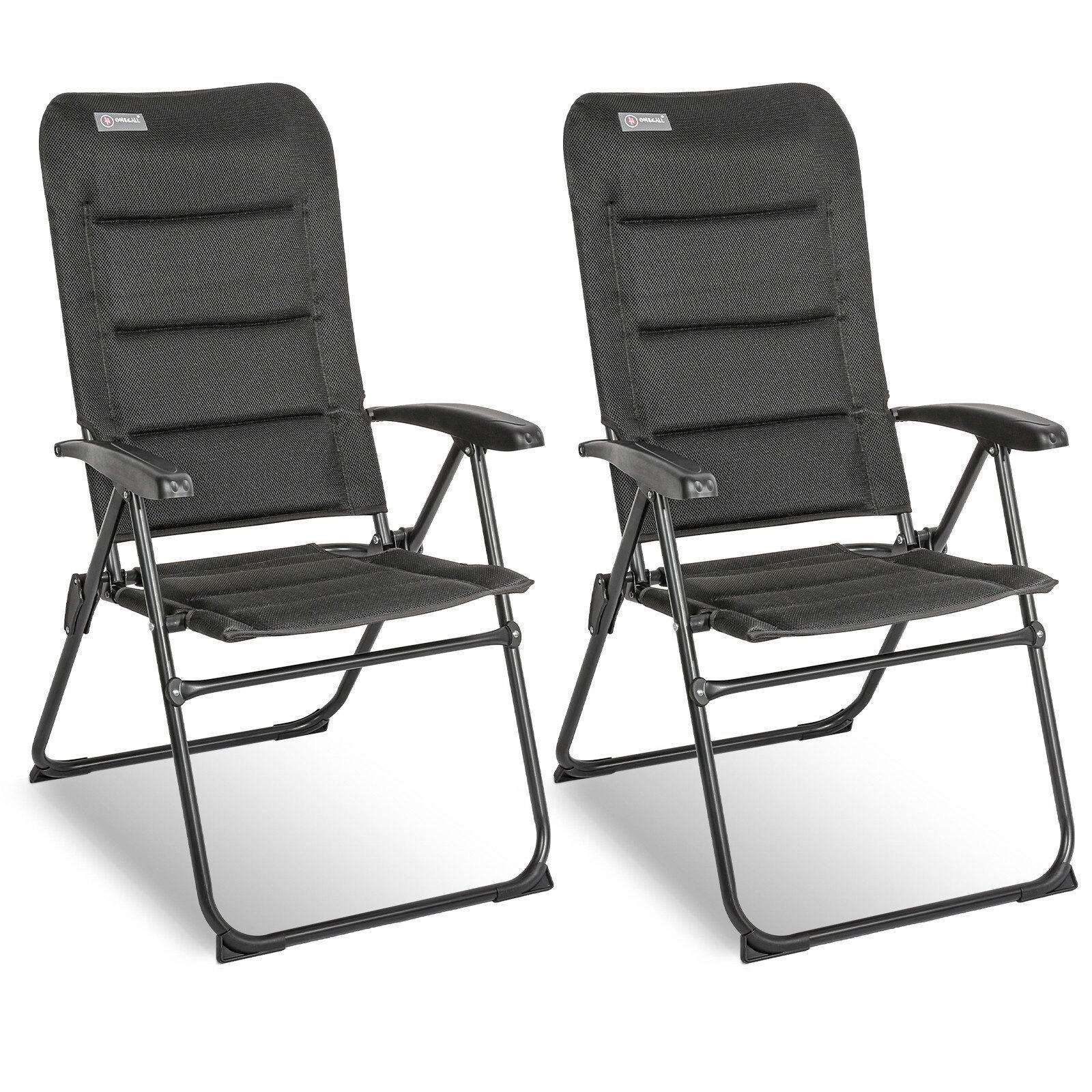 GARTENKLAPPSESSEL-SET in Metall, Textil Schwarz, Schieferfarben  - Schieferfarben/Schwarz, Basics, Textil/Metall (60/104/70cm) - Modante