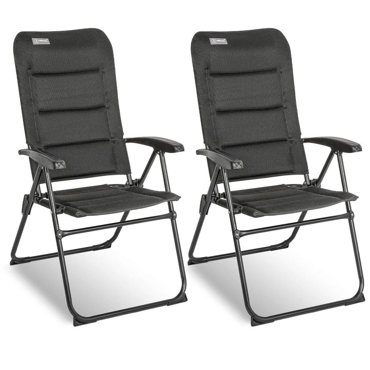 GARTENKLAPPSESSEL-SET in Metall, Textil Schwarz, Schieferfarben  - Schieferfarben/Schwarz, Basics, Textil/Metall (60/104/70cm) - Modante