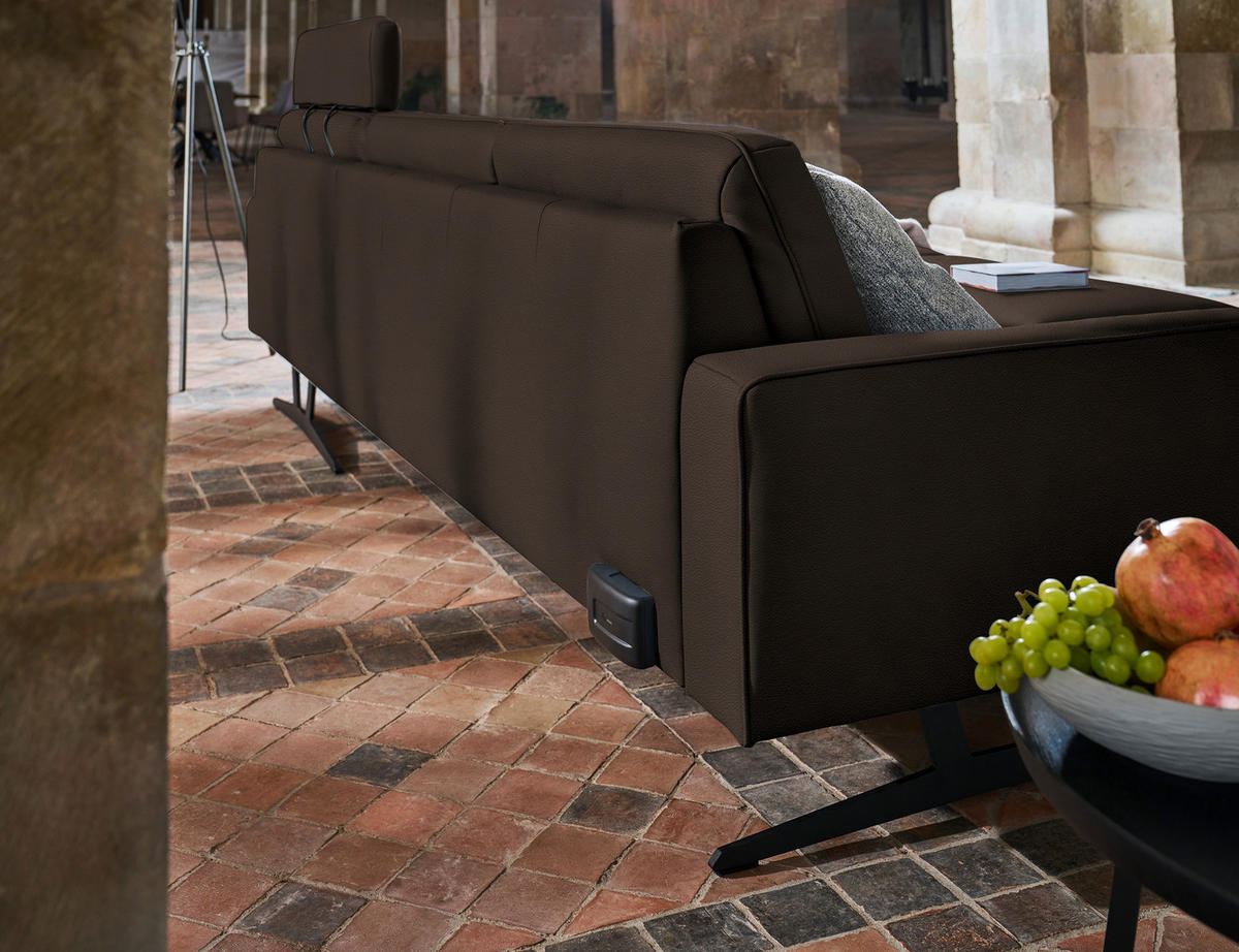 ECKSOFA in Echtleder Dunkelbraun  324/179 cm  - Anthrazit/Dunkelbraun, KONVENTIONELL, Leder/Metall (324/179cm) - Johann Jakob