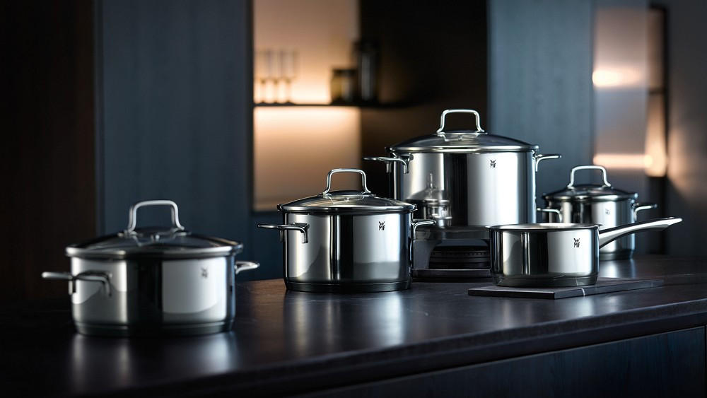 KOCHTOPFSET 4-teilig  - Edelstahlfarben, Design, Glas/Metall - WMF