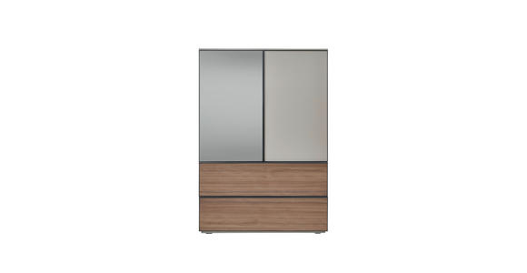 HIGHBOARD 90/130/45 cm  - Taupe/Nussbaumfarben, Design, Glas/Holz (90/130/45cm) - Ambiente