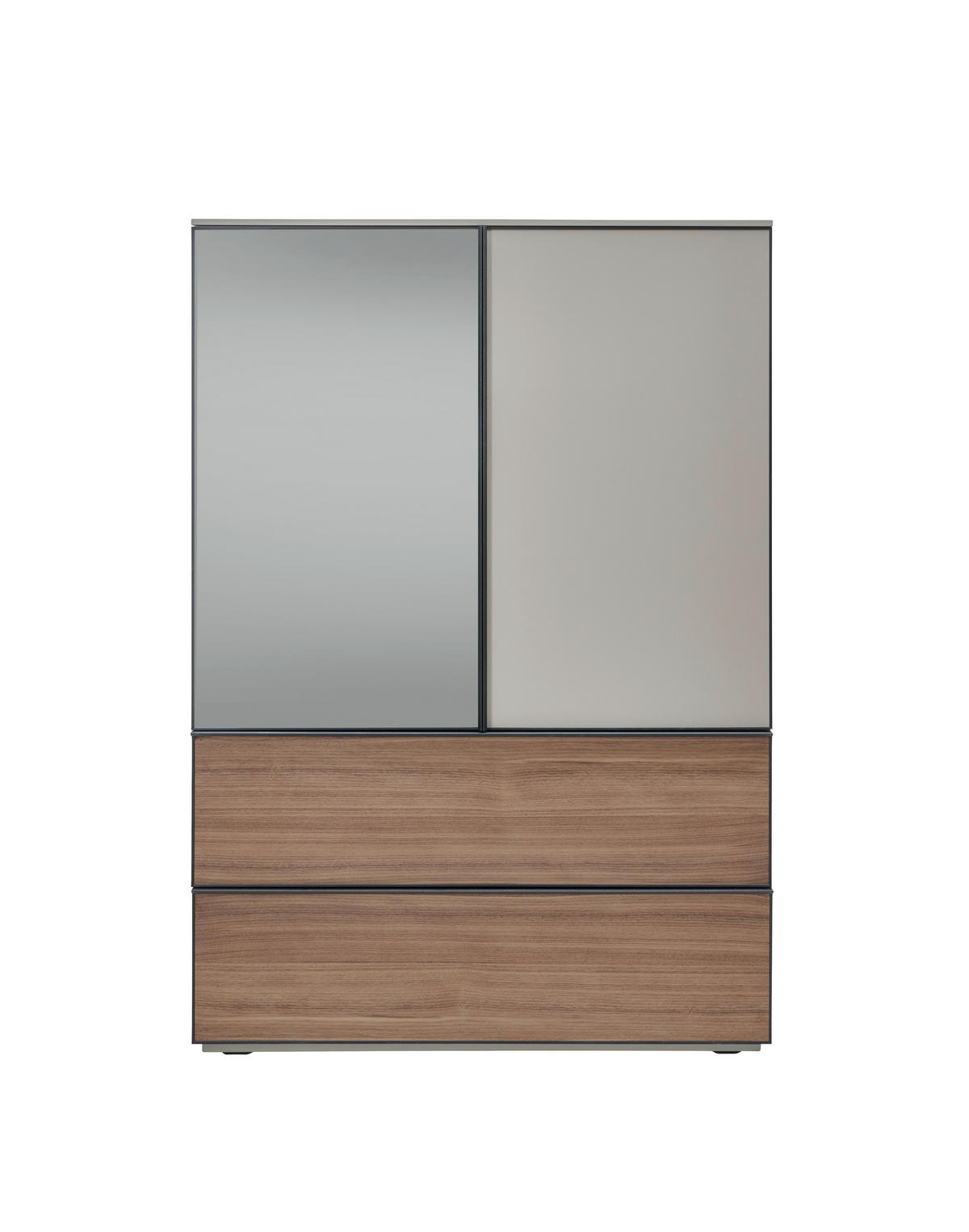 HIGHBOARD Taupe, Nussbaumfarben  90/130/45 cm  - Taupe/Nussbaumfarben, Design, Glas/Holz (90/130/45cm) - Ambiente