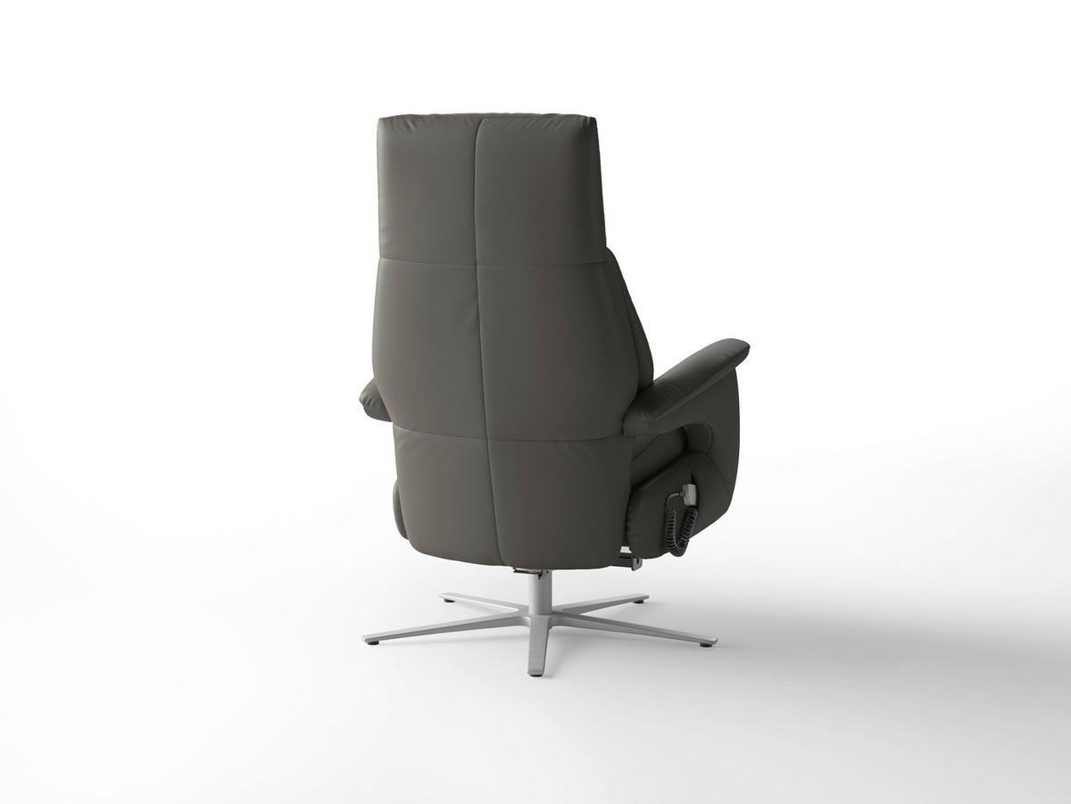 RELAXAČNÍ KŘESLO, kůže, antracitová - barvy stříbra/antracitová, Basics, kov/kůže (75/110/85cm) - Sit & More