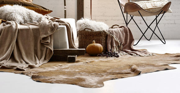 RINDERFELL 160/250 cm - Beige/Naturfarben, Basics, Leder/Fell (160/250cm) - Linea Natura