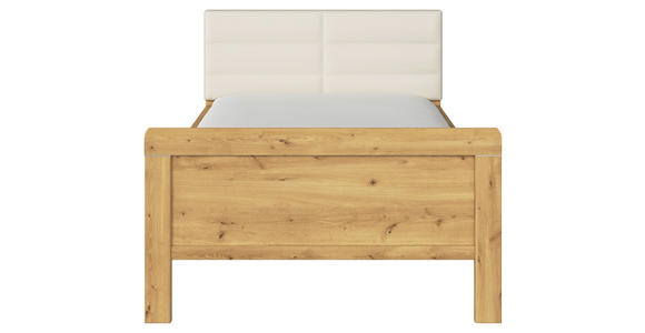 BETT 90/200 cm  in Eichefarben, Champagner  - Champagner/Eichefarben, Design, Holzwerkstoff/Textil (90/200cm) - Novel