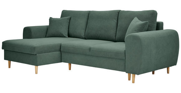 ECKSOFA in Webstoff Grün  - Naturfarben/Grün, KONVENTIONELL, Holz/Textil (145/250cm) - Carryhome