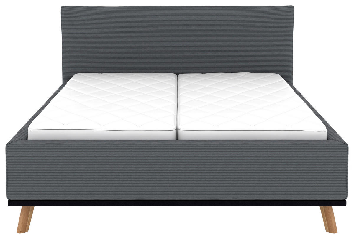 POLSTERBETT Matratze, Lattenrost, Bettkasten 180/200 cm  in Grau  - Eichefarben/Weiß, Design, Holz/Textil (180/200cm) - Musterring