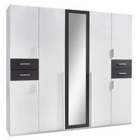 OMARA S KLASIČNIMI VRATI, barve grafita, bela  - srebrne barve/bela, Basics, leseni material (225/208/58cm) - MID.YOU