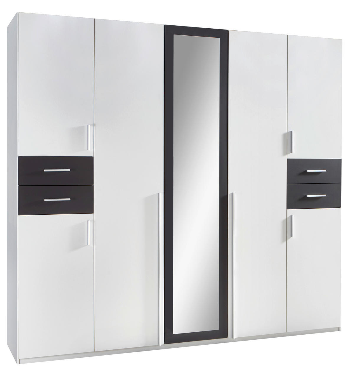 OMARA S KLASIČNIMI VRATI, barve grafita, bela  - srebrne barve/bela, Basics, leseni material (225/208/58cm) - MID.YOU