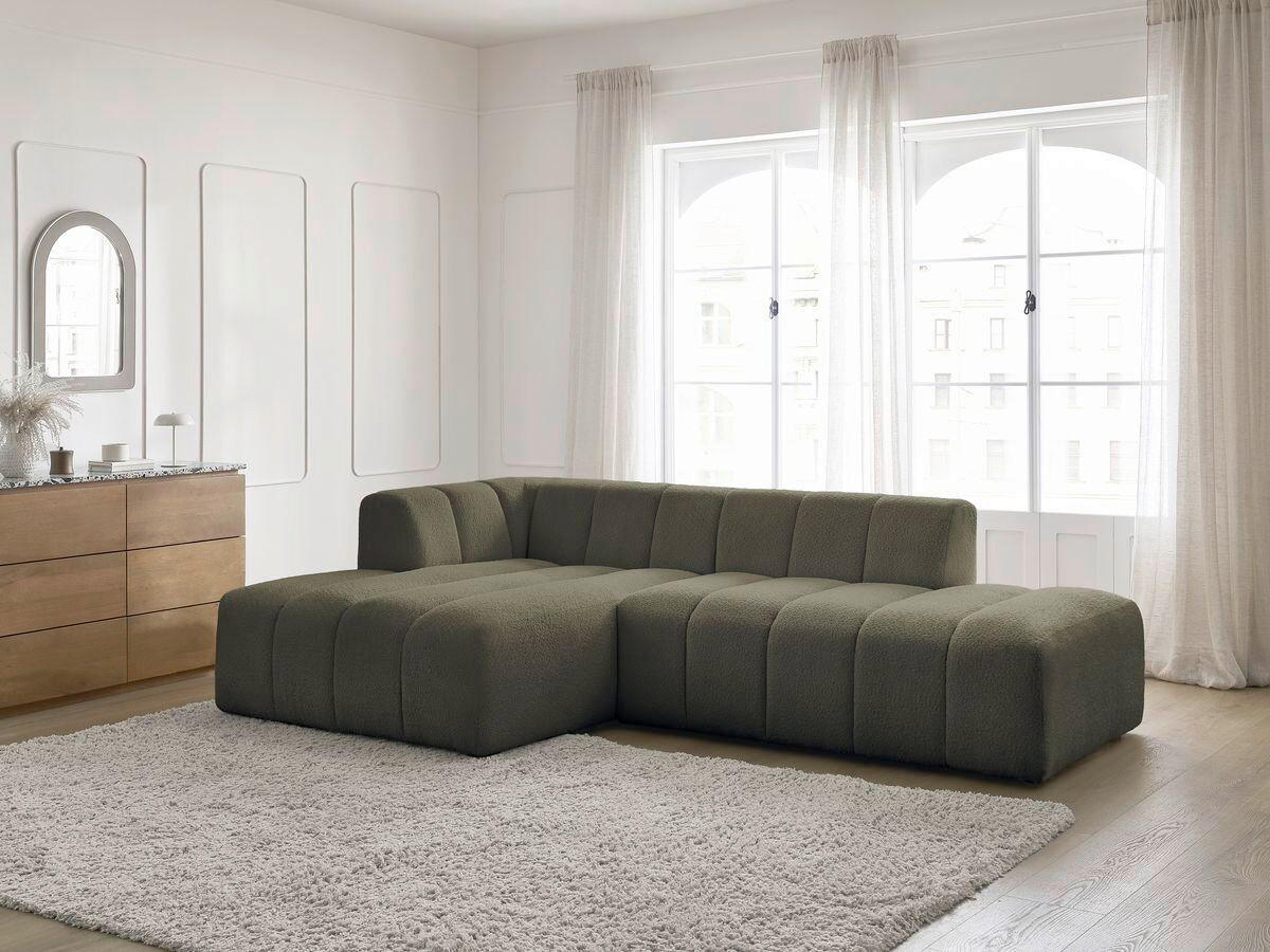 ECKSOFA  ANNECY Grün Bouclé  - Schwarz/Grün, MODERN, Kunststoff/Textil (170/262cm)
