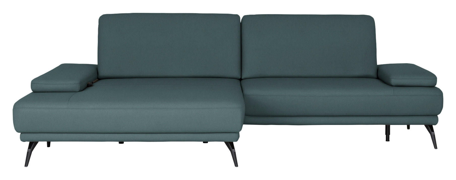 ECKSOFA Echtleder Graublau  - Graublau/Schwarz, Konventionell, Leder/Metall (180/301cm) - Joop!