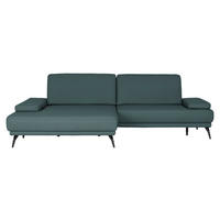 ECKSOFA Echtleder Graublau  - Graublau/Schwarz, Konventionell, Leder/Metall (180/301cm) - Joop!