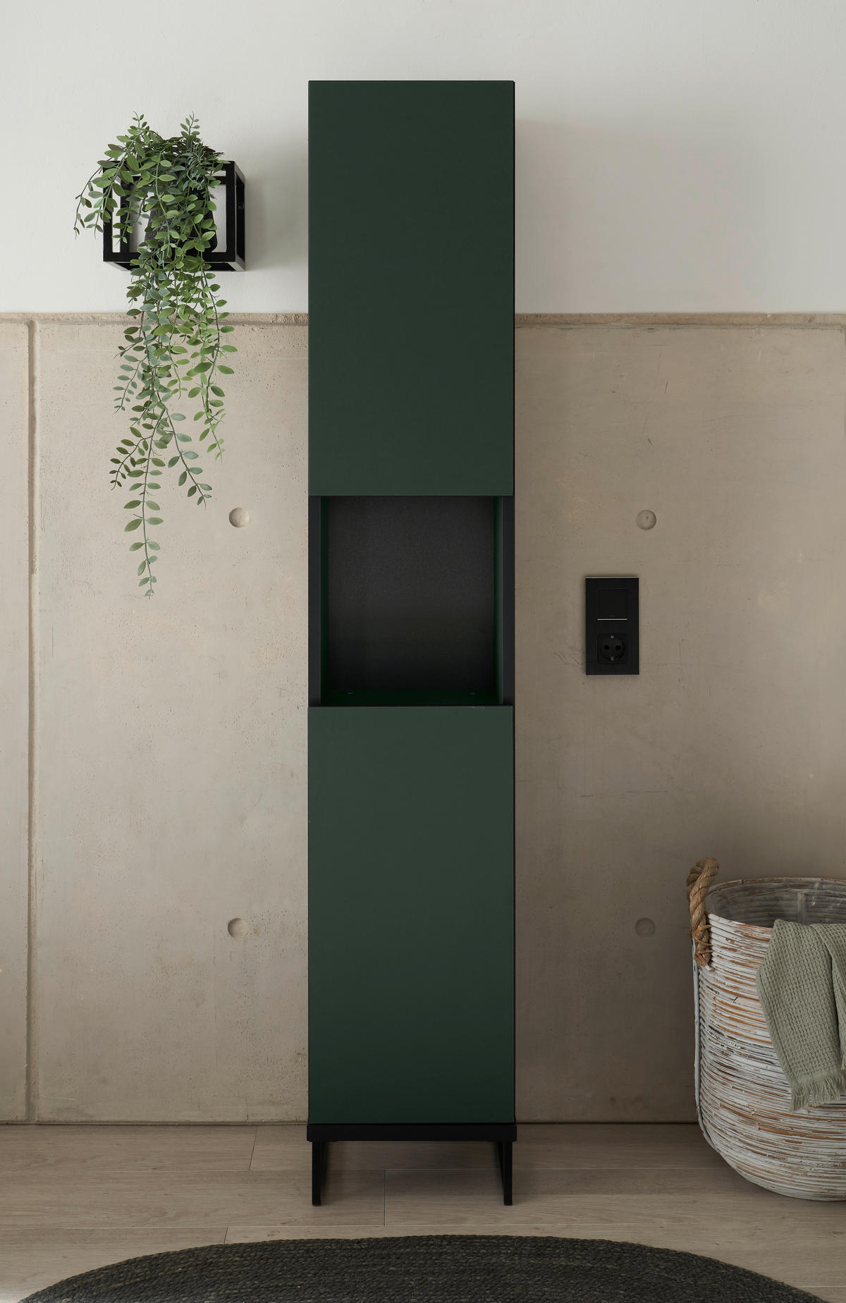 HOCHSCHRANK 30/162/31 cm  - Schwarz/Grün, Basics, Holzwerkstoff/Metall (30/162/31cm) - MID.YOU