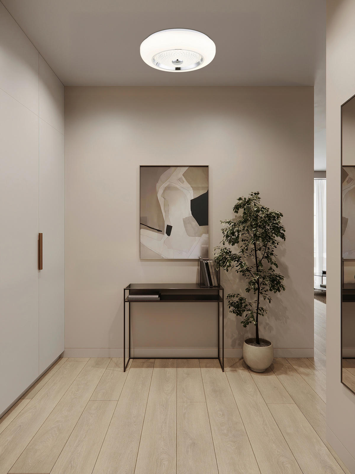 LED-DECKENLEUCHTE 38,5/10 cm   - Klar/Chromfarben, Design, Kunststoff/Metall (38,5/10cm) - Globo