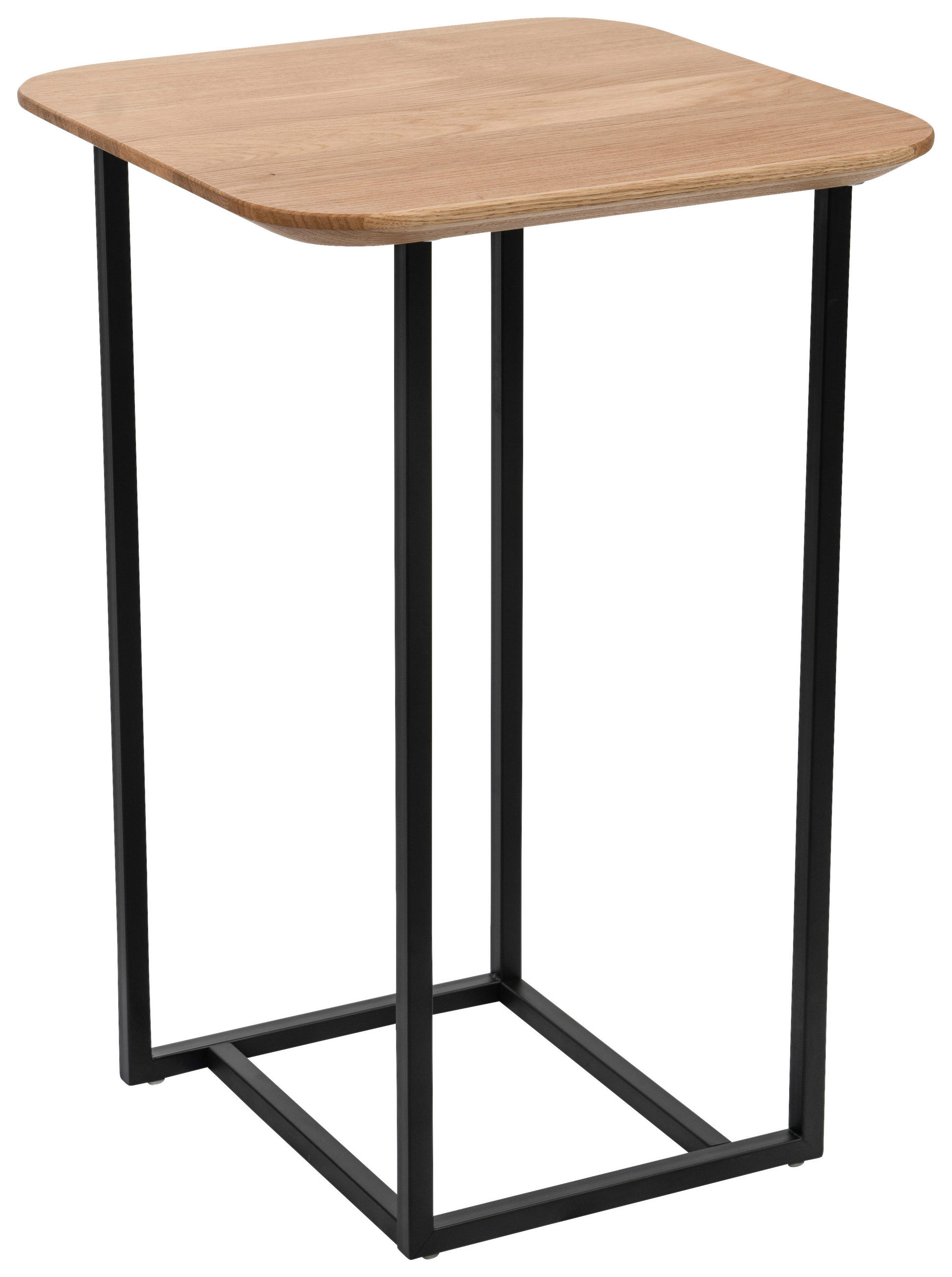 BEISTELLTISCH 40/40/60 cm Wildeiche massiv Schwarz, Wildeiche quadratisch  - Wildeiche/Schwarz, Basics, Holz/Metall (40/40/60cm)