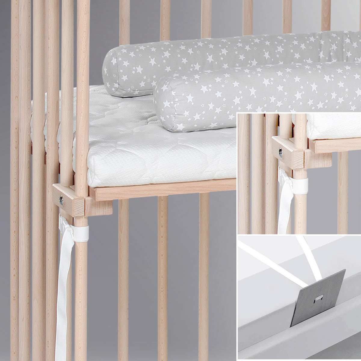 BEISTELLBETT 110/62/96,50 cm  - Naturfarben, Basics, Holz (110/62/96,50cm) - Babybay
