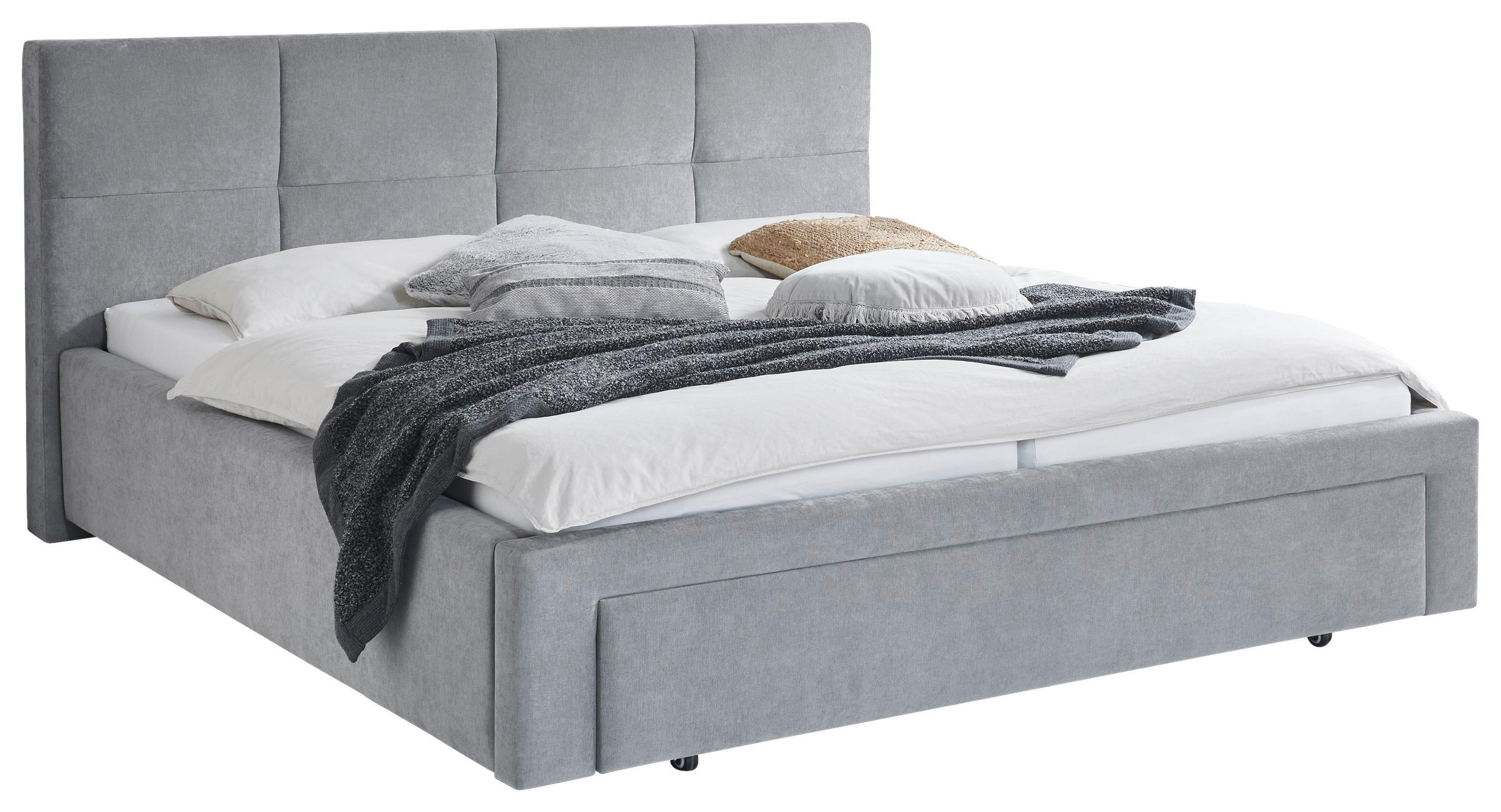 POLSTERBETT 180/200 cm,  in Grau, Bettschublade,  - Schwarz/Grau, Design, Kunststoff/Textil (180/200cm) - Stylife