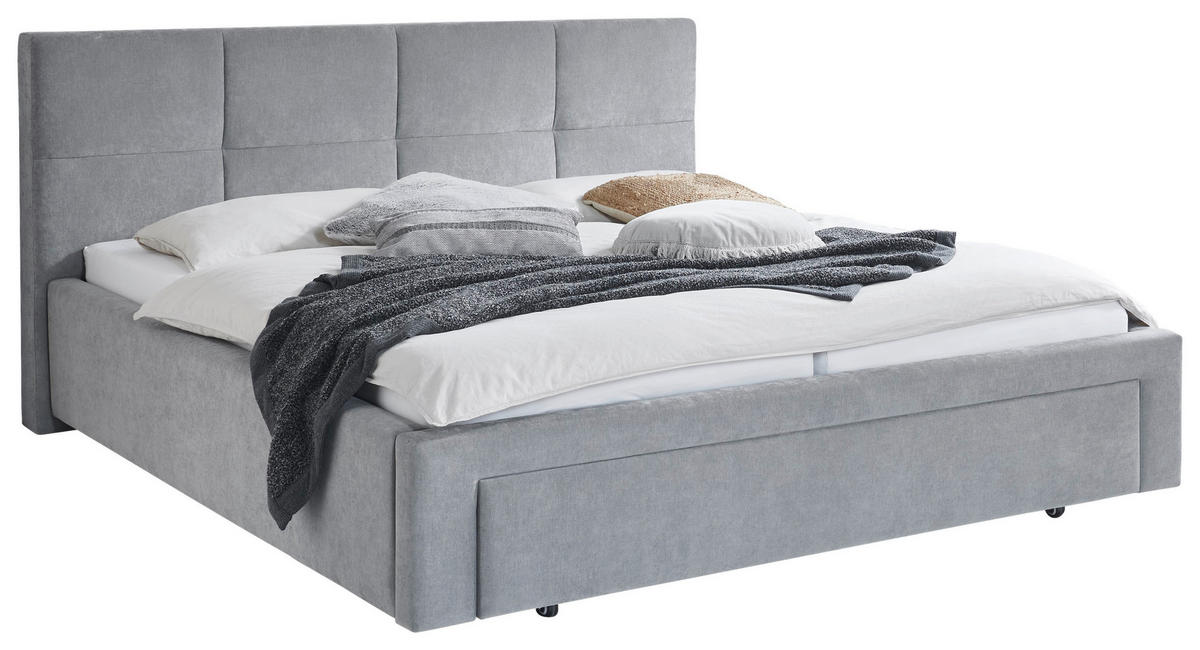 POLSTERBETT 180/200 cm,  in Grau, Bettschublade,  - Schwarz/Grau, Design, Kunststoff/Textil (180/200cm) - Stylife