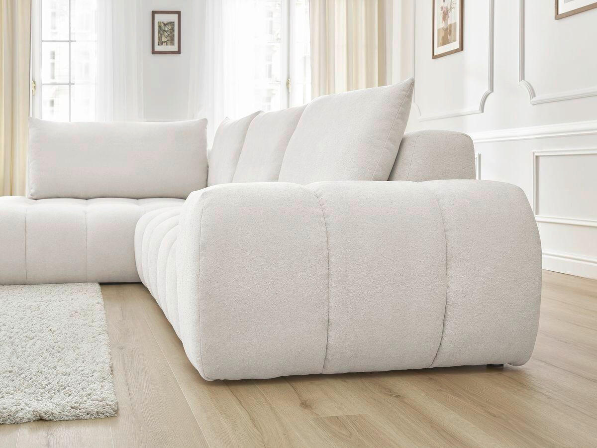 ECKSOFA Ottomane links  EVEREST Weiß Struktur  - Schwarz/Weiß, MODERN, Kunststoff/Textil (352/210cm)