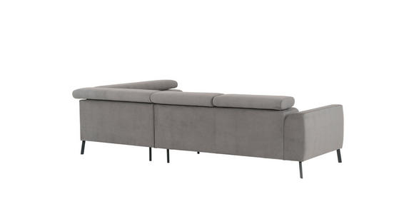 ECKSOFA Grau Feincord - Schwarz/Grau, Design, Textil/Metall (280/205cm) - Xora