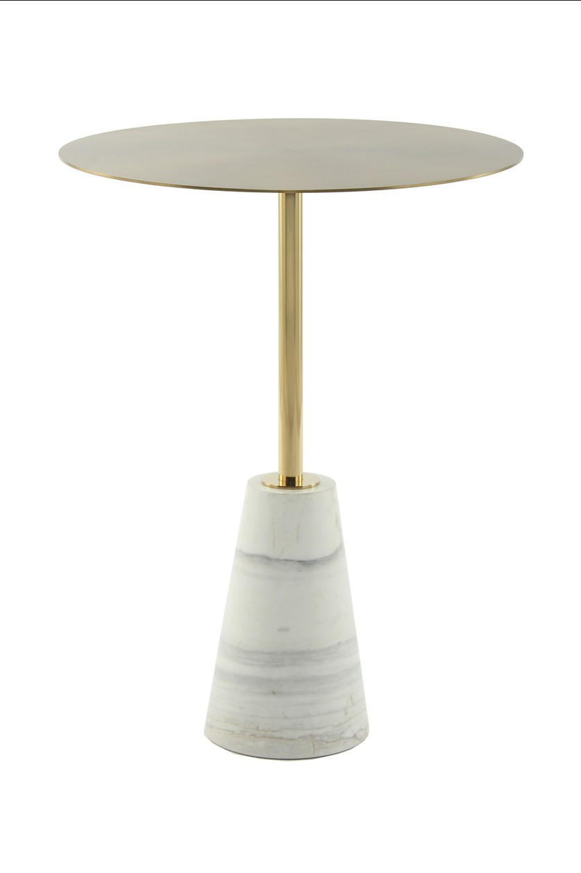 BEISTELLTISCH Weiß, Goldfarben  - Goldfarben/Weiß, Design, Glas/Stein (40 cm/53 cm/40 cmcm) - Kayoom