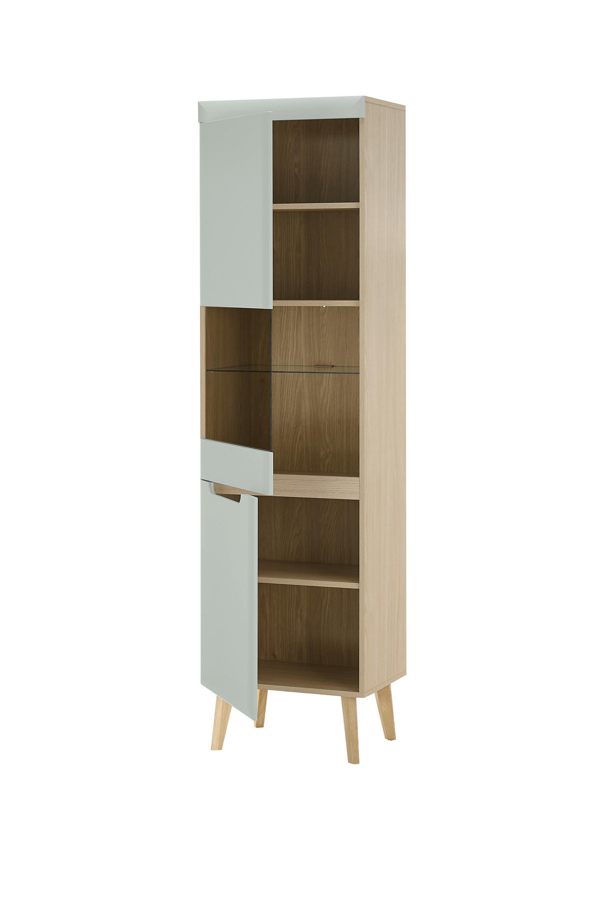 VITRINE in Grün, Eichefarben  - Eichefarben/Grün, Design, Holzwerkstoff (50/197/40cm) - MID.YOU