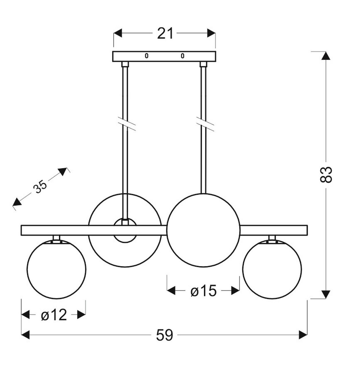 PENDELLEUCHTE Kama 59/35/83 cm   - Goldfarben/Schwarz, Design, Metall (59/35/83cm)