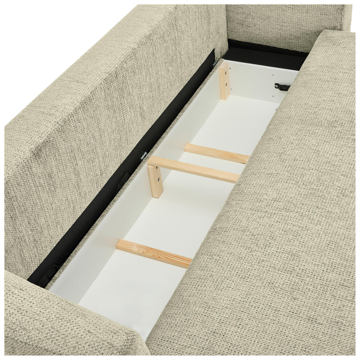 SCHLAFSOFA  mit Stoffauswahl, Liegefunktion, Schlafen auf Sitzhöhe, Rücken echt Chenille Beige  - Beige/Schwarz, KONVENTIONELL, Kunststoff/Textil (238/74/107cm) - Carryhome
