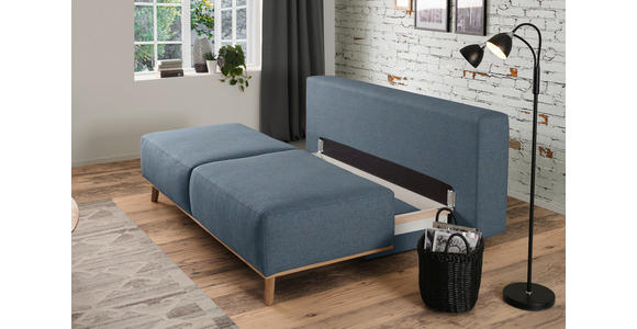 BOXSPRINGSOFA Carla  mit Stoffauswahl, Rücken echt Blau, Grau  - Blau/Grau, Design, Holz/Textil (203/97/107cm) - Dieter Knoll