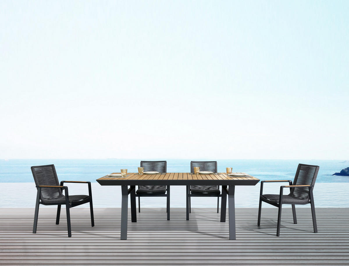 STOL VRTNI  antracit, boje tikovine  drvo, metal      - boje tikovine/antracit, Design, drvo/metal (200/100/75cm) - Amatio