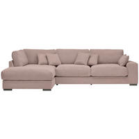 ECKSOFA in Cord Rosa  - Schwarz/Rosa, Design, Kunststoff/Textil (205/340cm) - Lomoco