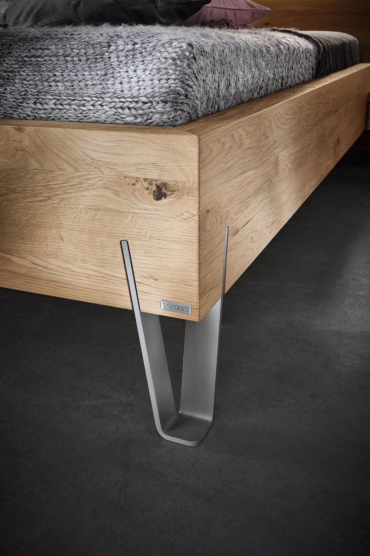 BETTANLAGE - Eichefarben/Silberfarben, Design, Holz (180/200cm) - Valdera