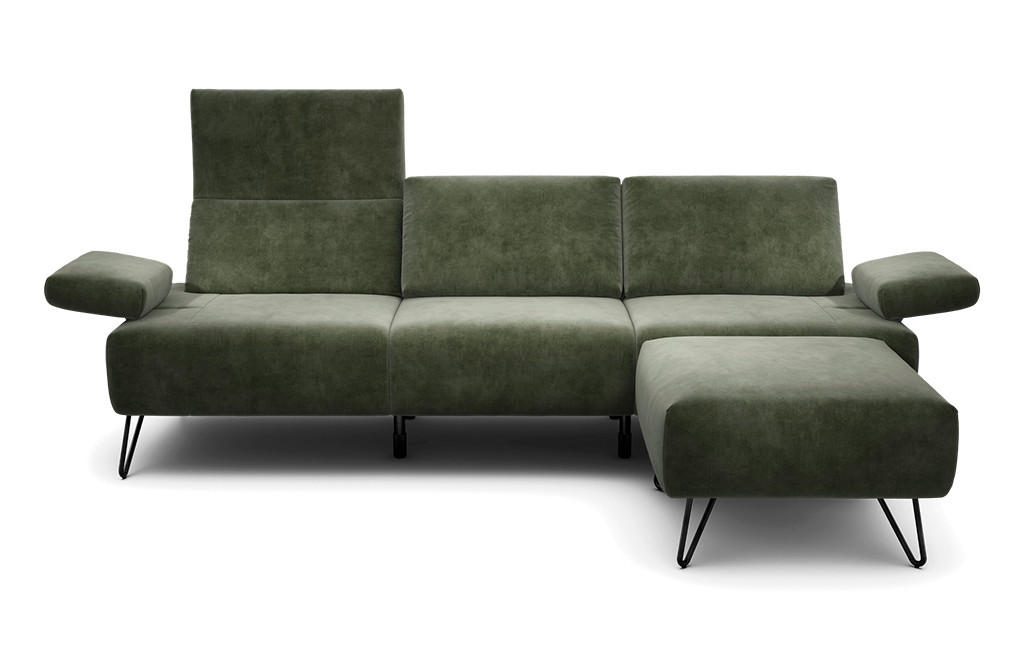 3-SITZER-SOFA Samt Waldgrün  - Waldgrün/Schwarz, Design, Textil/Metall (234-264/85/86-94cm) - SENSOO